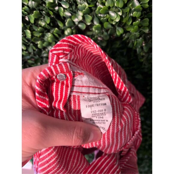 Vintage Oshkosh BGosh Vestbak Overalls USA size 18 Month Red Engineer Stripe - Picture 5 of 5